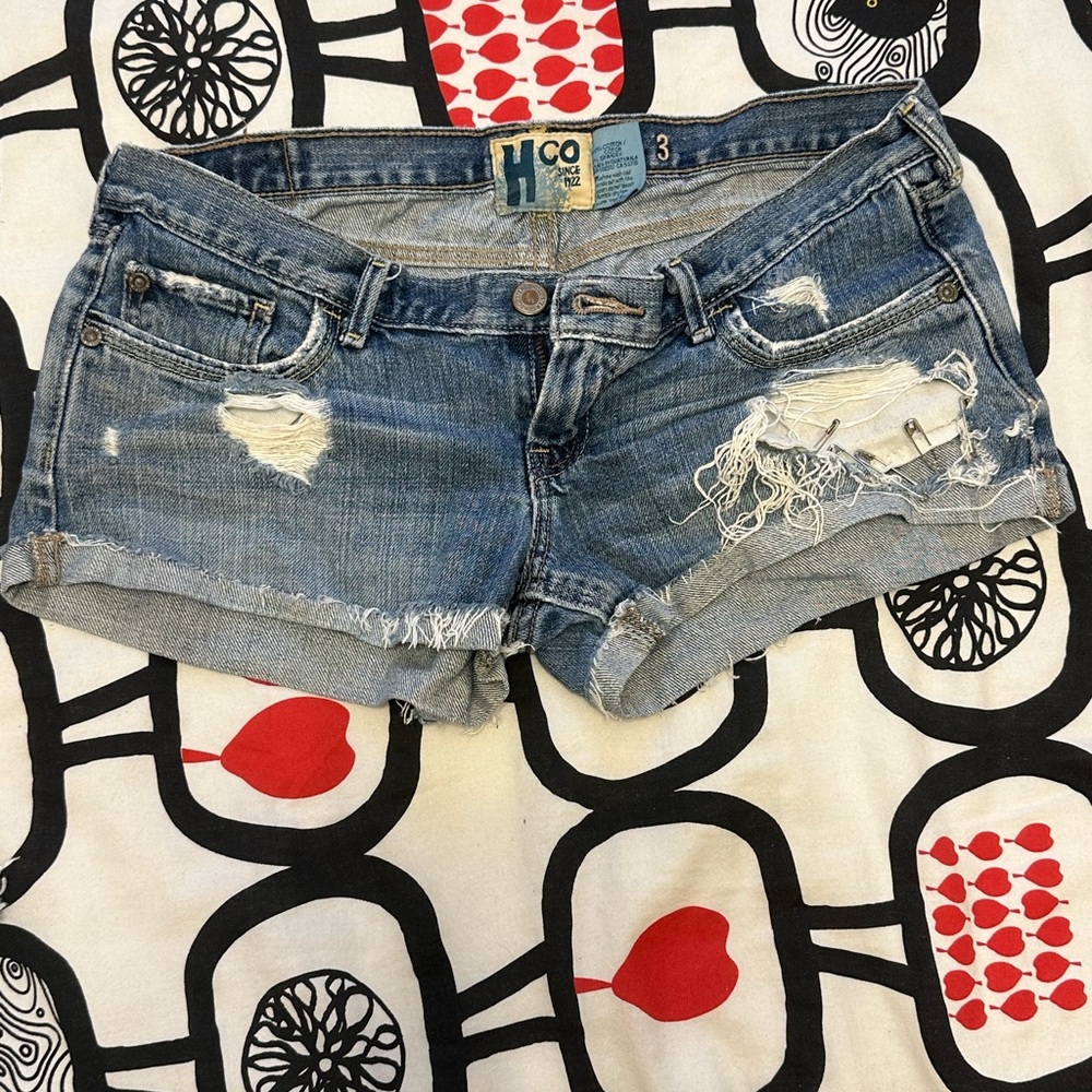 Super low rise denim short shorts